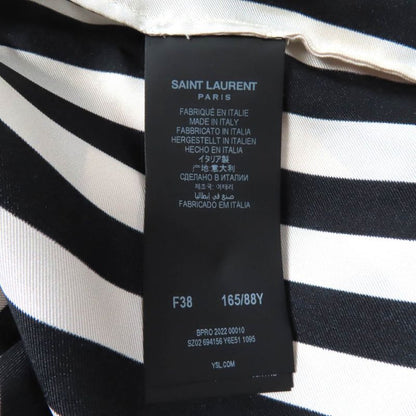 Saint Laurent Paris 2022 694156 100% Silk Striped Long Sleeve Shirt With Gold