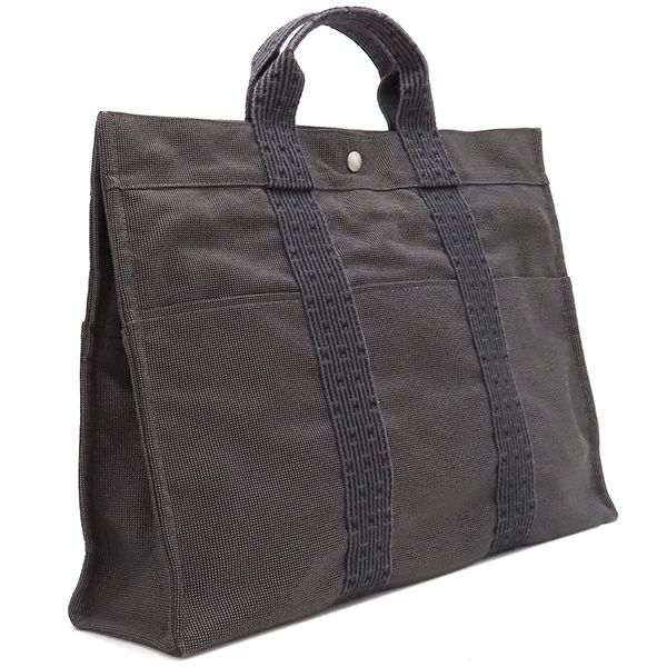 Hermes Tote Bag Her Line Tote MM Canvas Gray Silver Hardware Key and Cadena