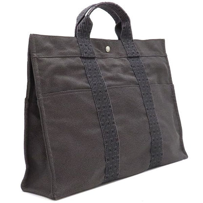 Hermes Tote Bag Her Line Tote MM Canvas Gray Silver Hardware Key and Cadena