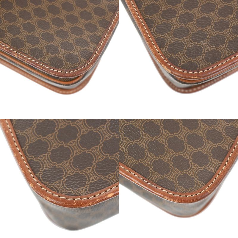 Celine Shoulder Bag Macadam PVC Leather Brown 05ka866