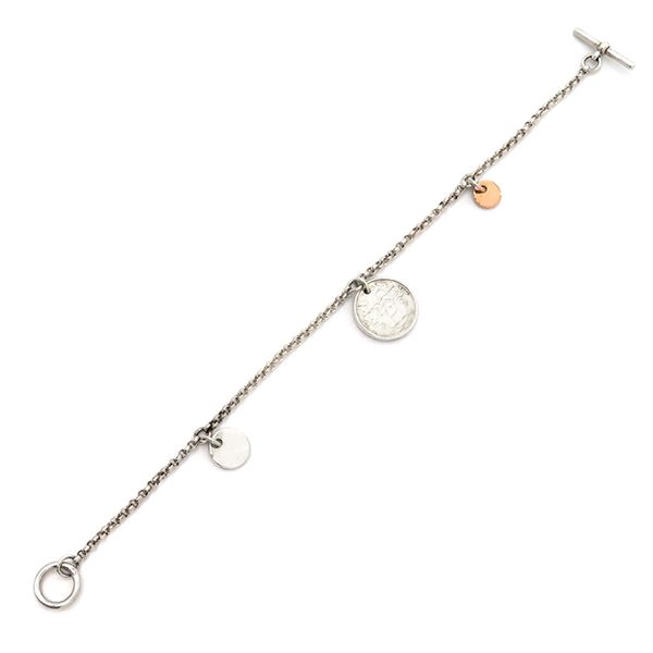 Hermes Bracelet Ex Libris PM Silver 925 18k Pink Gold Silver X Pink Gold Sh