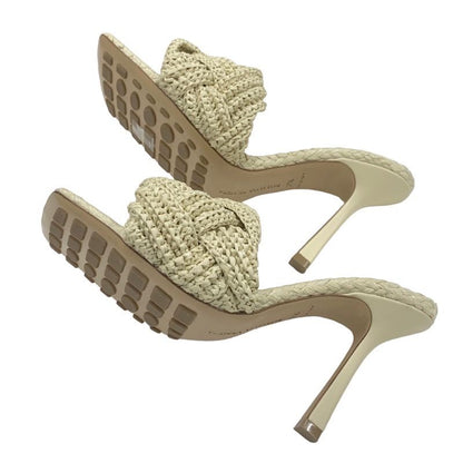 Unused Bottega Veneta Lido Sandals Mule Shoes Intrecciato Raffia Beige