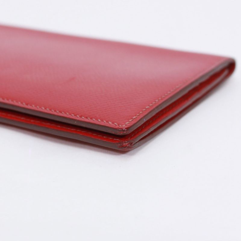 Hermes Courchevel Leather Red Long Wallet