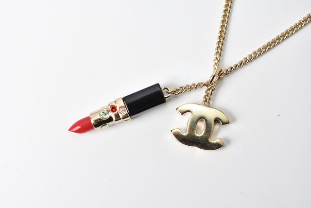 Chanel Bangle Bracelet Chanel Coco Mark Lipstick Rhinestone Red Multi Gold