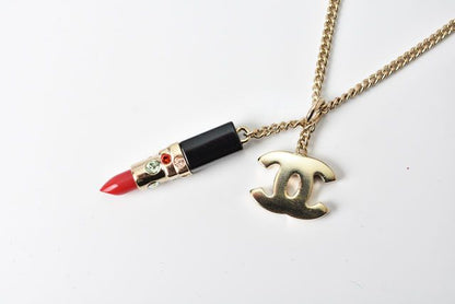 Chanel Bangle Bracelet Chanel Coco Mark Lipstick Rhinestone Red Multi Gold