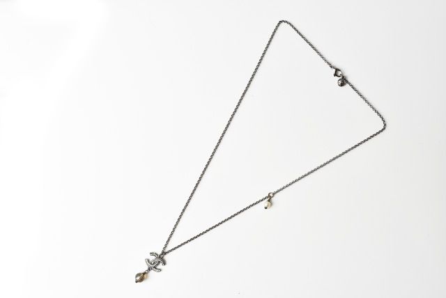 Chanel Necklace Pendant Coco Mark Rose Silver