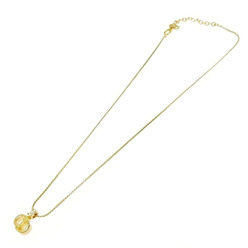 Christian Dior GP Rhinestone CD Logo Necklace Women's Gold 478556 Necklace