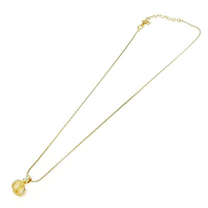 Christian Dior GP Rhinestone CD Logo Necklace Women's Gold 478556 Necklace