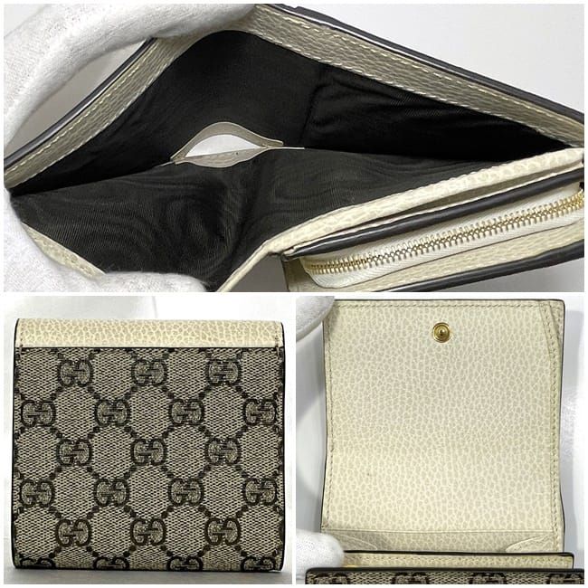 Gucci Bifold Wallet Beige White Marmont 598587 Excellent Condition