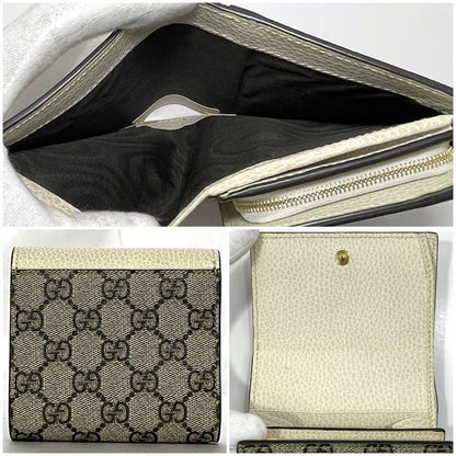 Gucci Bifold Wallet Beige White Marmont 598587 Excellent Condition