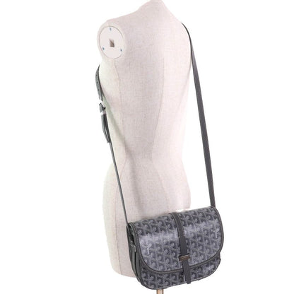 Goyard Ap111696 Belvedere PM Logo Hardware Allover Flap Shoulder Bag Grayish