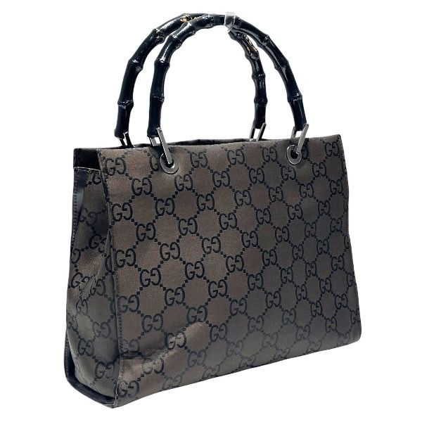 Gucci Bamboo 002-1016 Brown Nylon Bag Handbag Women