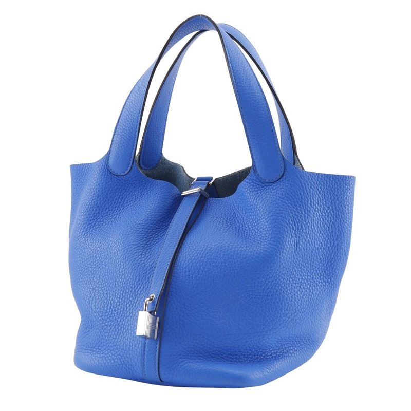 Hermes Picotin Lock MM Taurillon Clemence Blue Idylla Blue X Ladies Handbag