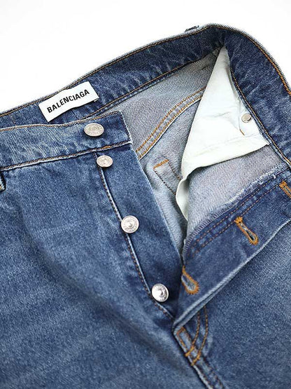Balenciaga 20ss High Waist Long Denim Pants 594390 Tdw14 Indigo 27