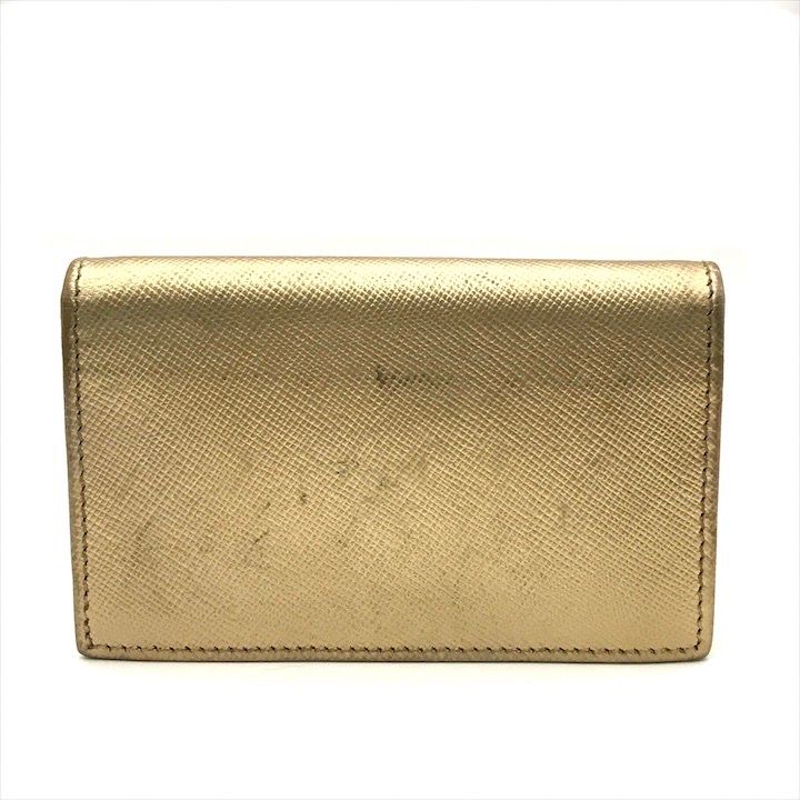 Prada Saffiano Leather Bifold Card Case Gold
