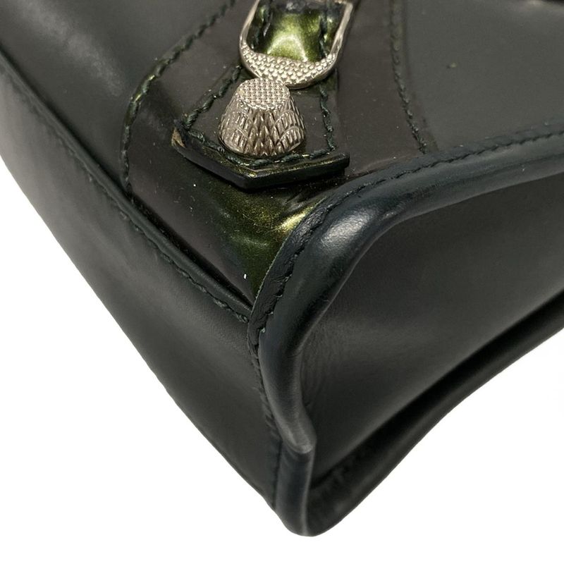 Balenciaga Handbag The Giant Mini City 309544 Blue Green Leather