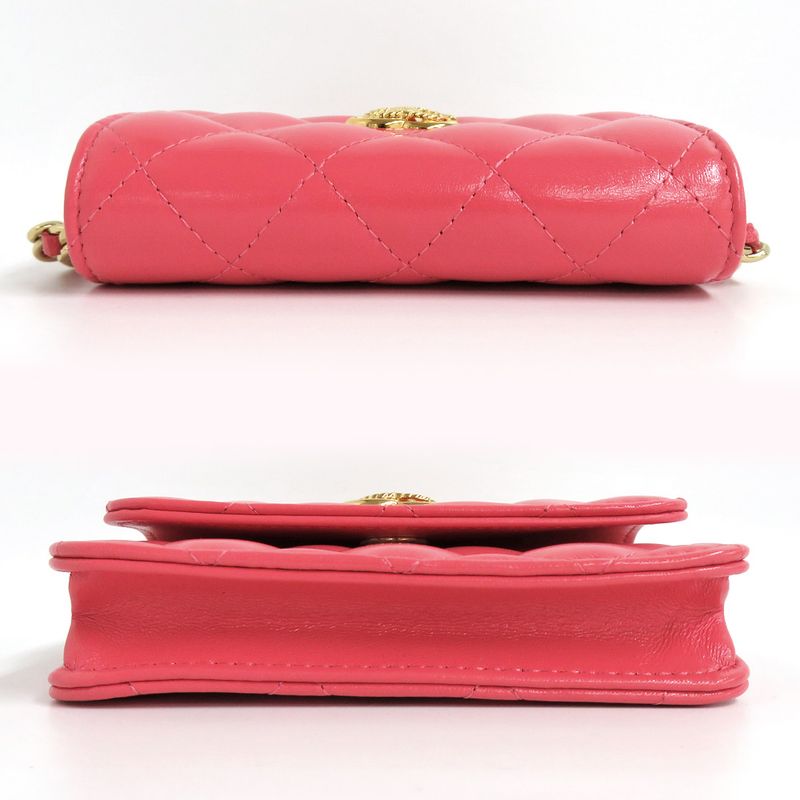 Chanel Matelasse Chain Pochette Salmon Pink Cd0204 Gold Hardware Cuff