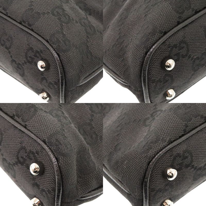 Gucci 113015 GG Canvas Black Handbag Tote Bag Black 1141 Gucci