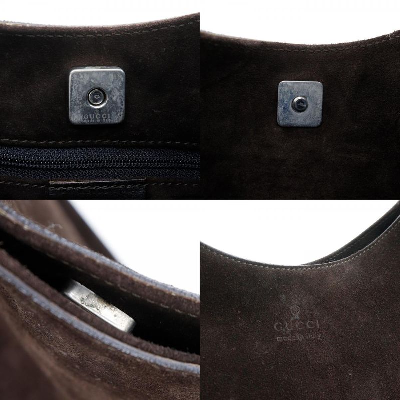 Gucci One Shoulder 001.3767.002058 Suede Brown Women Shoulder Bag