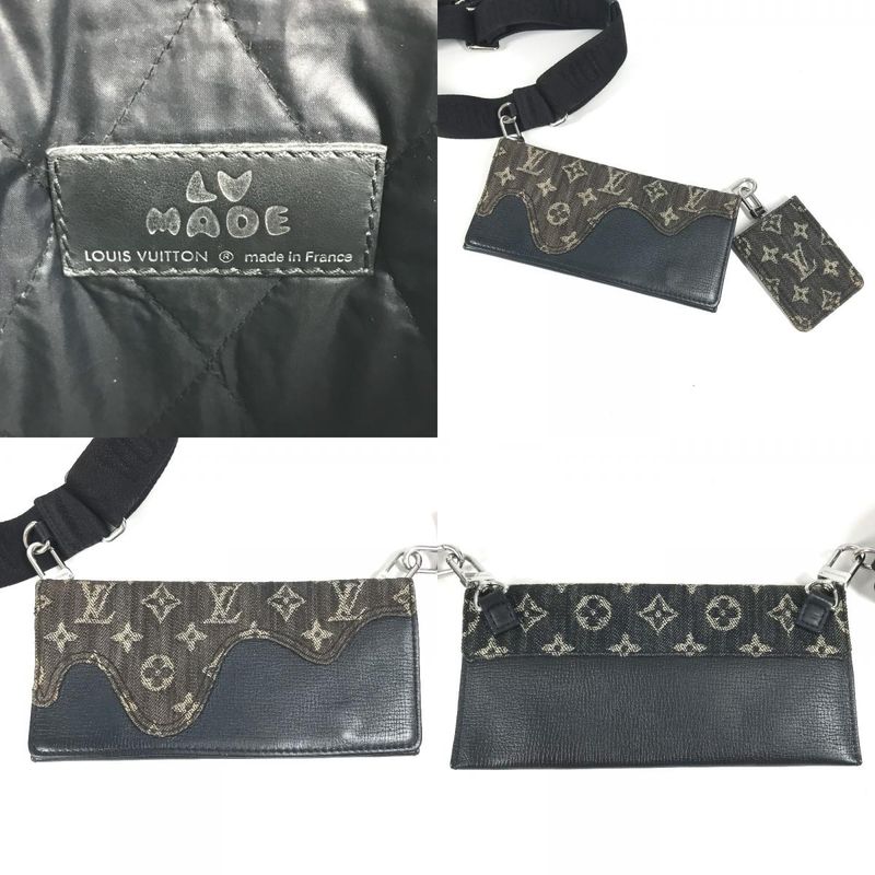 Louis Vuitton Shoulder Bag Trio Pouch M81013 Monogram Denim Black