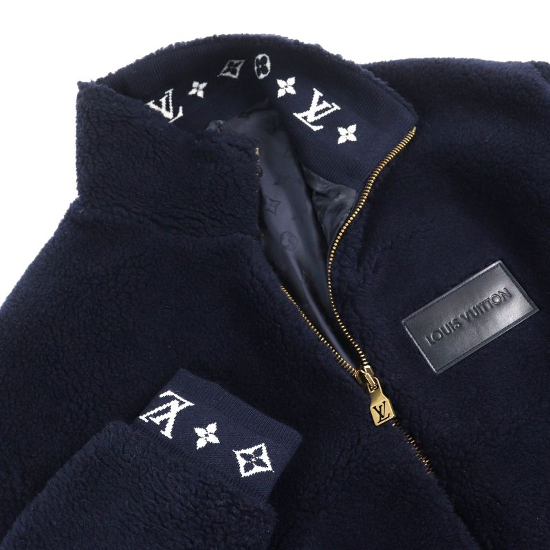 Louis Vuitton 25SS 1aglxq Leather Patch Fleece Blouson Partially Monogram Zip