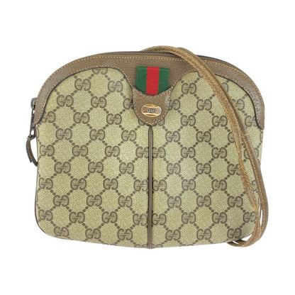 Gucci Vintage Old Gucci Sherry Line Beige GG Supreme Canvas/leather Shoulder