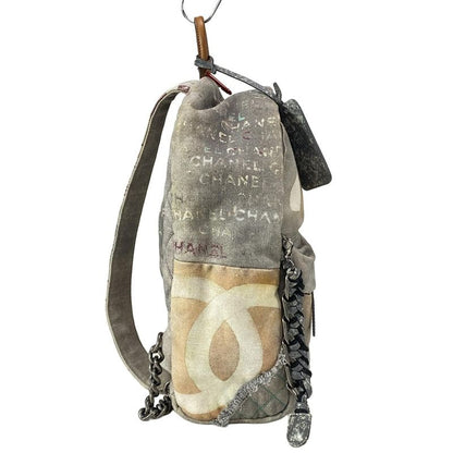Chanel Backpack Sac Graffiti Canvas Backpack A92352 Grey X Beige X Multi