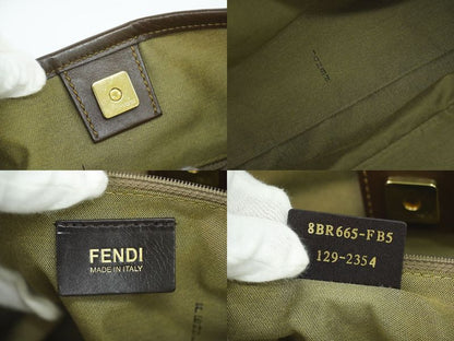 Authentic Fendi Zucchino Shoulder Bag Tote Bag PVC Brown Zucchino Bag Pre-owned