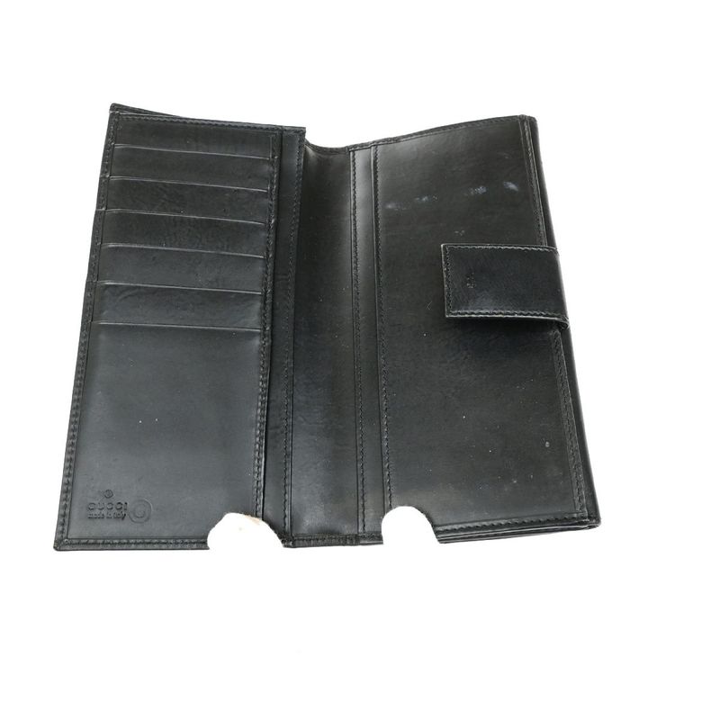 Gucci Long Wallet Logo Black Leather 08bs166