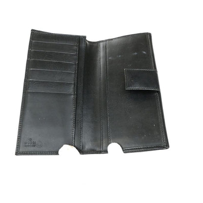 Gucci Long Wallet Logo Black Leather 08bs166