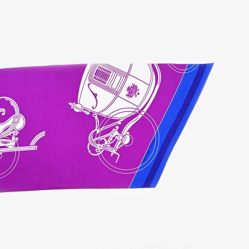 Hermes Maxi Twili Exlibris Purple Blue Orange Purple Silk Scarf