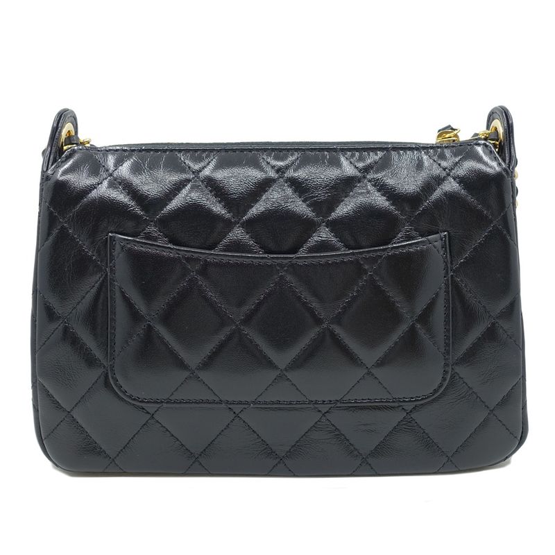 Chanel Chain Clutch 2WAY Bag Hand Shoulder - Leather Coco Mark Black