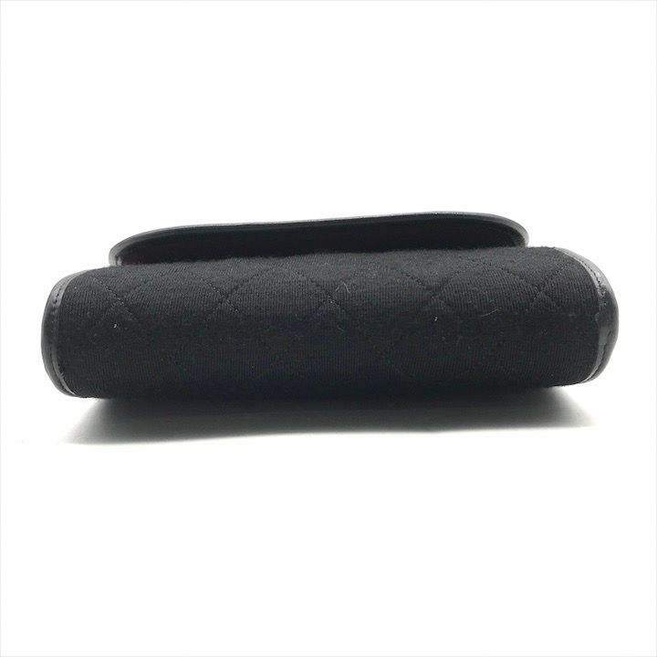 Chanel CC Logo Quilted Cotton Jersey Mini Chain Shoulder Bag Black