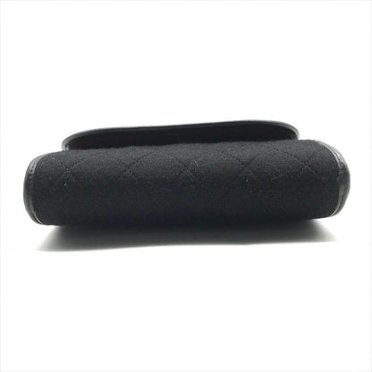 Chanel CC Logo Quilted Cotton Jersey Mini Chain Shoulder Bag Black