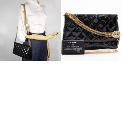 Chanel Chain Shoulder Matelasse Chain With Coco Mark Enamel Black Ladies