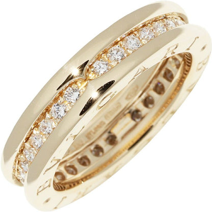 Bulgari Ring 18K Yellow Gold Diamond Bzero1 Ring XS 1 Band Full Diamond An850561