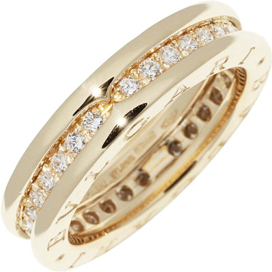 Bulgari Ring 18K Yellow Gold Diamond Bzero1 Ring XS 1 Band Full Diamond An850561