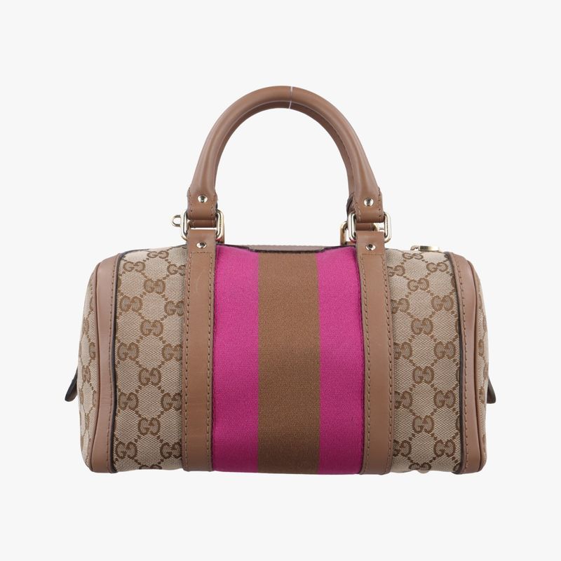 Gucci Sherry Line Beige And Pink Boston Bag Canvas And Leather Travel Duffle Bag