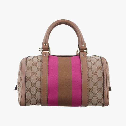 Gucci Sherry Line Beige And Pink Boston Bag Canvas And Leather Travel Duffle Bag