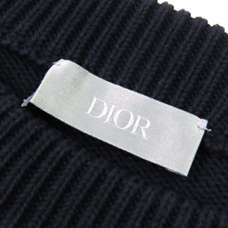 DIOR Christian DIOR Homme 113m638at187 Cotton Silk Oblique Sleeve Pullover Knit Sweater Navy