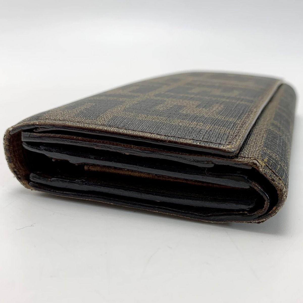 Fendi Zucca 8m0065 Brown Trifold Long Wallet Men's Women's