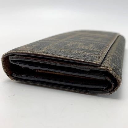 Fendi Zucca 8m0065 Brown Trifold Long Wallet Men's Women's