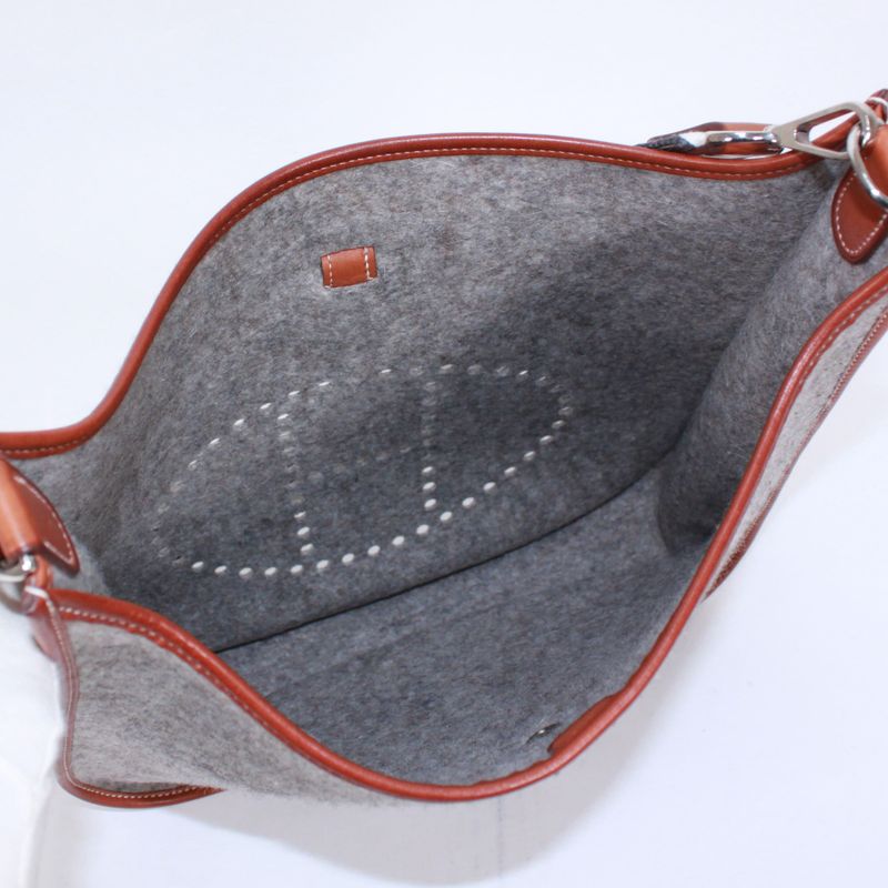 Hermes Evelyn 1 Leather And Felt Gray Shoulder Bag Silver