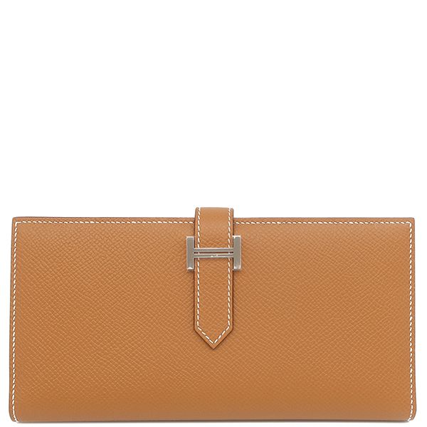 Hermes Long Wallet Bearn Souffle Vaux Epson Gold Silver Hardware Unused Brown