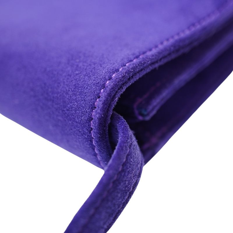Hermes Vintage Dobris Shoulder Clutch Bag Purple 0S Engraved Suede 0058hermes