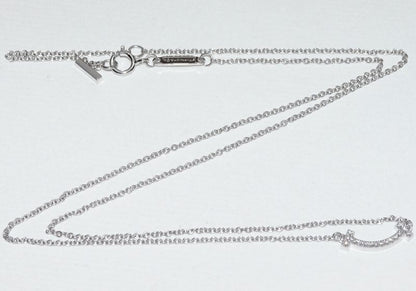 Tiffany & Co Pendant Necklace 18K White Gold Diamond 003ct T-smile Pendant