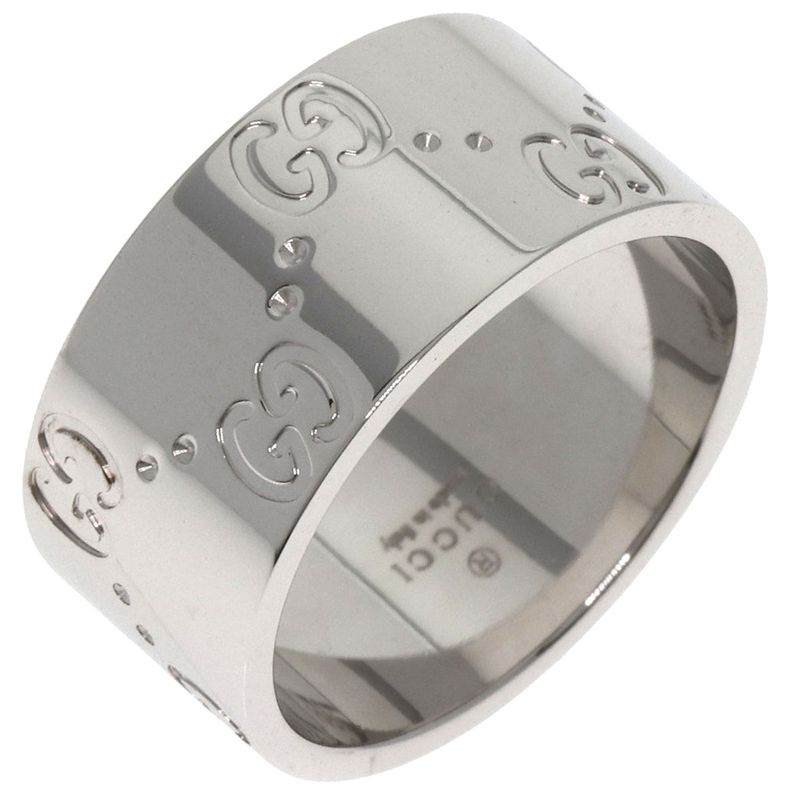 Gucci GG Icon Wide #13 Ring - 18K White Gold Ladies
