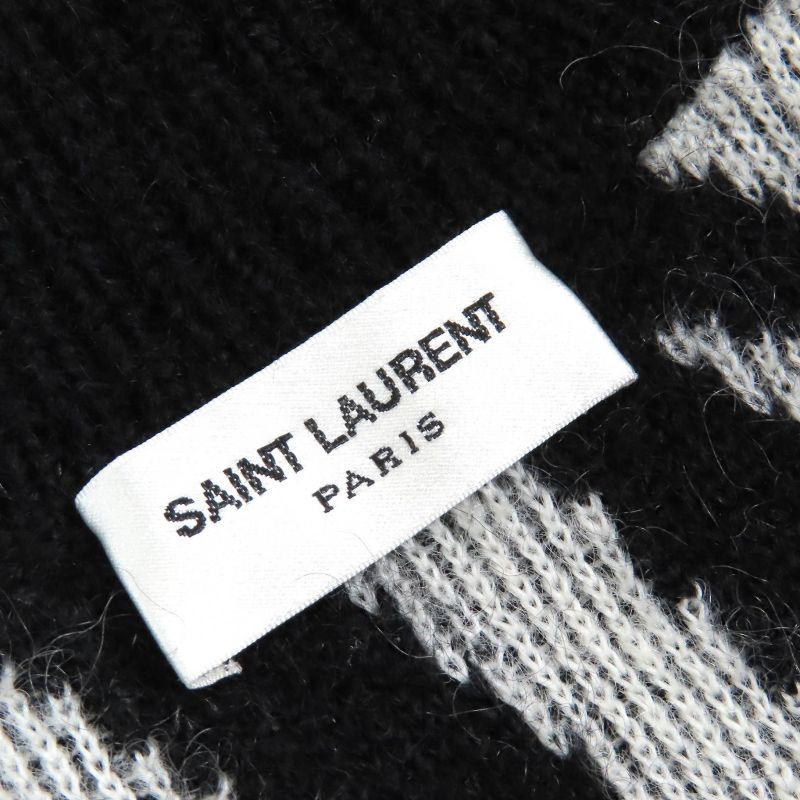 Saint Laurent Paris 21AW 690064 Mohair Cardigan Oversized Black White XS Made