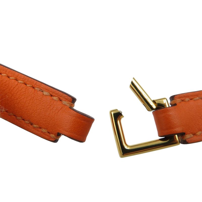 Hermes Rival Doubletour Engraved U Vossift Orange 2-strand Bracelet 1342 Hermes