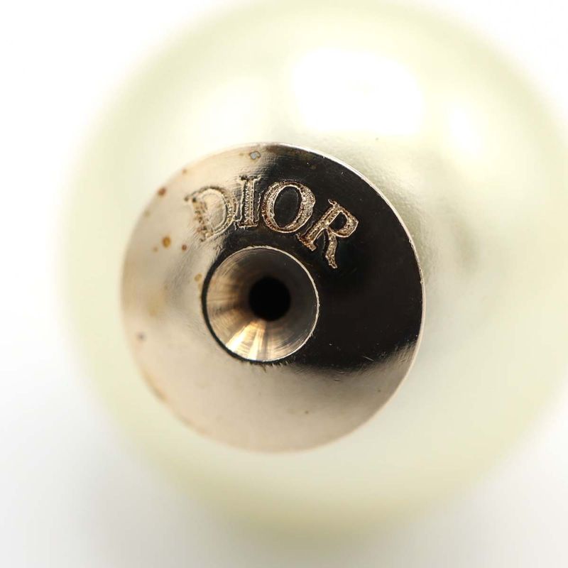 Christian DIOR Earrings Butterfly Faux Pearl Tribal Accessories With Box H13740